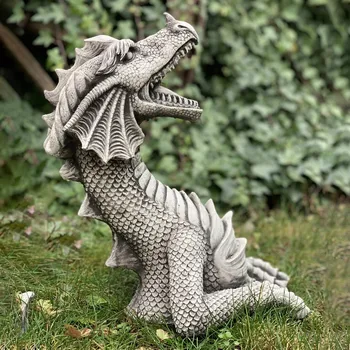Статуи и статуэтки драконов Художественная статуя дракона на Хэллоуин, скульптура боевого дракона из смолы, украшения для наружного садового пруда