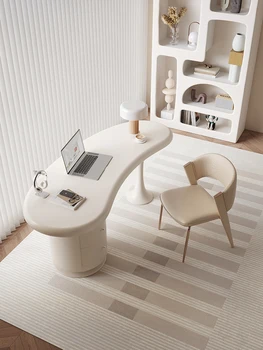 Стол в кремовом стиле Современный простой легкий роскошный небольшой бытовой белый рабочий стол французской формы офисный компьютерный стол