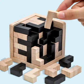 Творческий 3D Деревянный Куб Головоломка Ming Luban Блокирующие Развивающие Игрушки Для Детей Детский Логический Тизер Игрушка Для Раннего Обучения Подарок