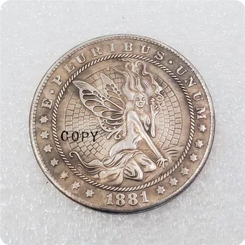 Тип # 42_Hobo Никелевая копия монеты 1881 года-кубовый доллар Моргана