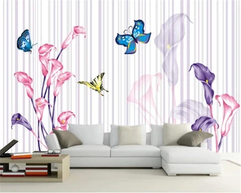 фотообои beibehang на заказ, 3D садовые растения, цветы, бабочка, маленькие свежие обои для гостиной, спальни, телевизора