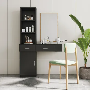 Черный современный простой стол для волос, многослойное хранилище, большое пространство для хранения