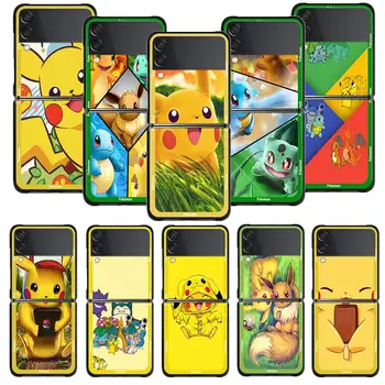 Чехол для Samsung Galaxy Z Flip 4 Z Flip3 5G Чехол для Galaxy Z Flip PC Жесткий Чехол Capa Pokemon Gengar Pikachu Psyduck Squirtle