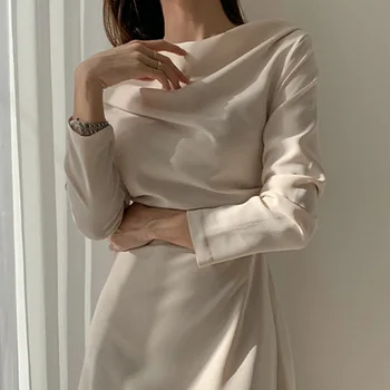Элегантное женское макси облегающее вечернее платье с длинным рукавом и рюшами, офисный женский однотонный тонкий весенний новинка 2023 года Vestidos DW953