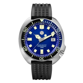Мужские часы San Martin Diver Watch 44MM Limited Turtle Автоматические механические наручные часы 200 м Водонепроницаемые C3 со Светящимся Сапфировым безелем NH35