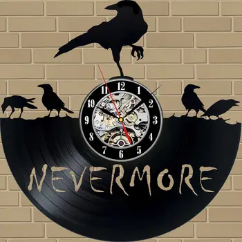Настенные часы nevermore_raven_ из виниловой пластинки_gift_decor